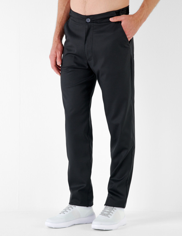 Malo pantalon homme taille élastique cordon gris, couleur noir - Marque Belissa - Porté vue de face