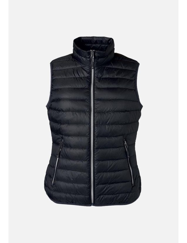 Gilet matelassé sans manche, bodywarmer pour femme couleur Noir, vue de face ghost