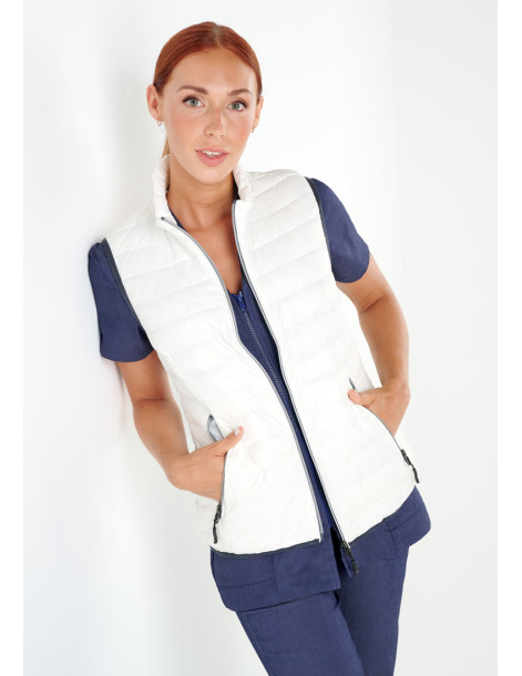 Gilet matelassé sans manche, bodywarmer pour femme couleur marine 2