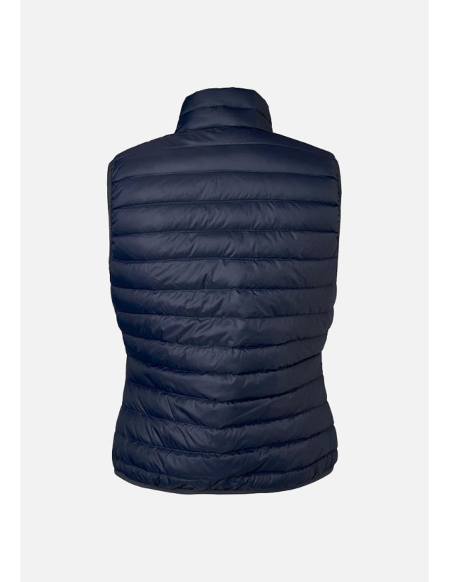 Gilet matelassé sans manche, bodywarmer pour femme couleur marine, vue de dos ghost Gilet matelassé sans manche, bodywarmer pour femme couleur marine, vue de dos ghost