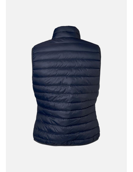 Gilet matelassé sans manche, bodywarmer pour femme couleur marine, vue de dos ghost