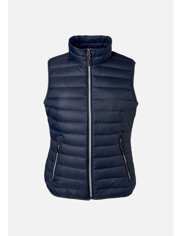 Gilet matelassé sans manche, bodywarmer pour femme couleur marine, vue de face ghost