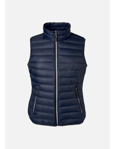 Gilet matelassé sans manche, bodywarmer pour femme couleur marine, vue de face ghost