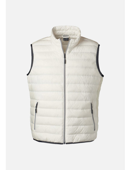 Gilet matelassé, bodywarmer, doudoune sans manche pour homme, couleur blanc - Vue ghost de face