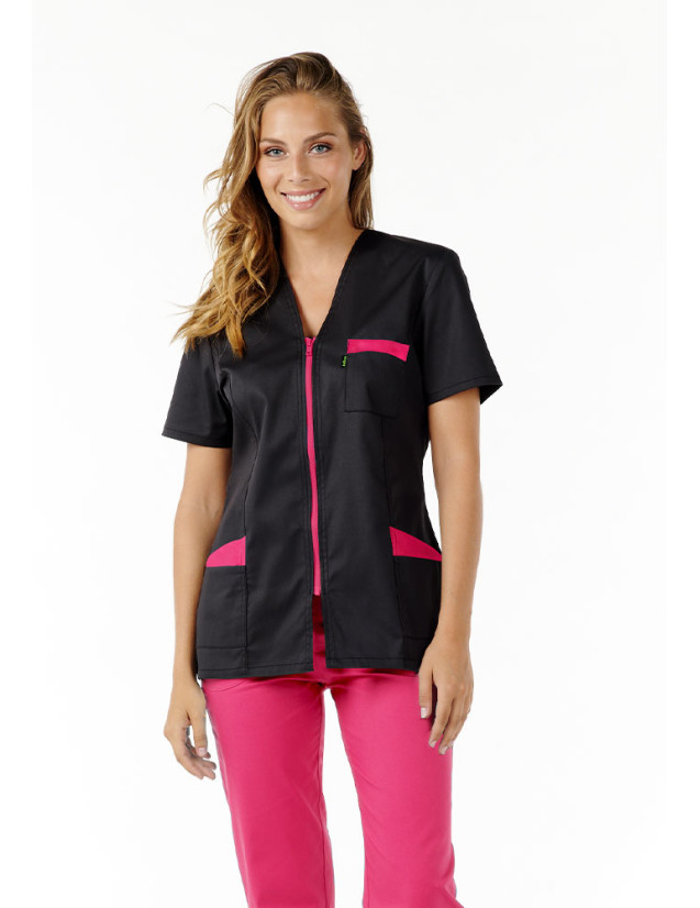 Blouse Noir framboise femme ultra légère Carla - marque Belissa - vue de face