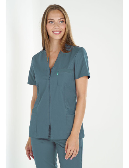 Blouse femme ultra légère Carla de couleur teal - marque Belissa - vue de face