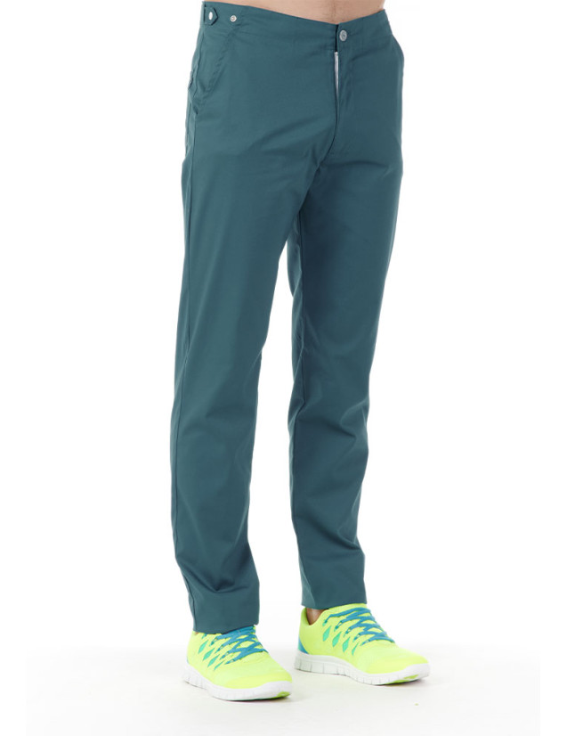 Pantalon médical homme ultra léger JACK, couleur teal, vue de face - Marque Belissa