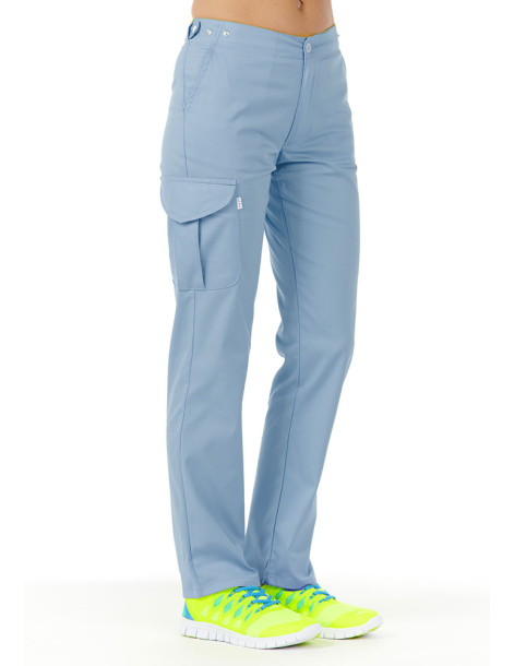 Pantalon médical femme ultra léger CLOE, couleur teal, vue de face - Marque Belissa 2