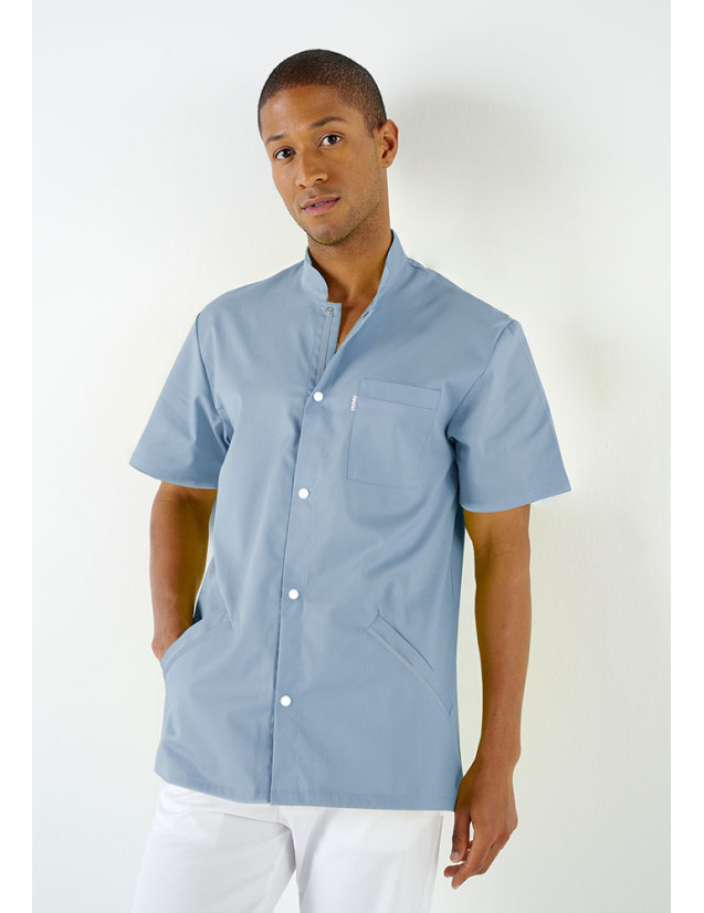 Blouse médicale ultra légère Nathan Bleu ciel - Belissa - vue de face