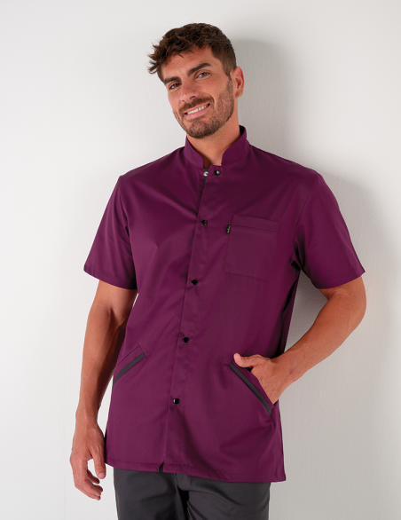 Blouse médicale homme Charly Cassis-Ardoise Made in France by Belissa