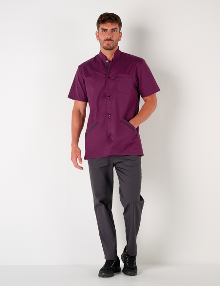 Blouse médicale homme Charly Cassis-Ardoise Made in France by Belissa