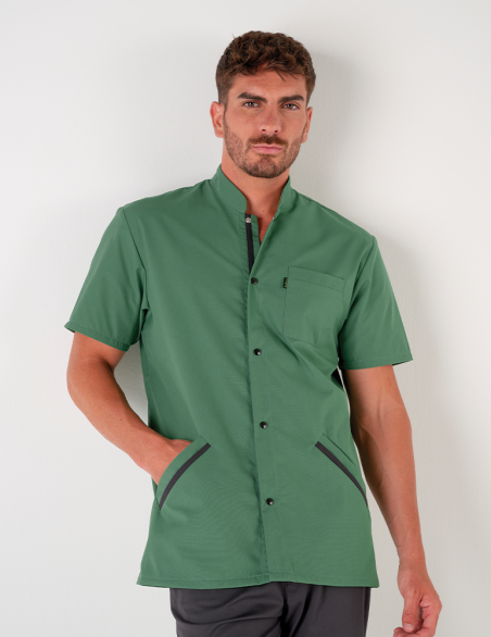 Blouse médicale homme Charly Kaki-Ardoise Made in France by Belissa