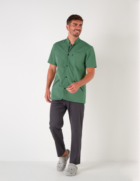 Blouse médicale homme Charly Kaki-Ardoise Made in France by Belissa 2