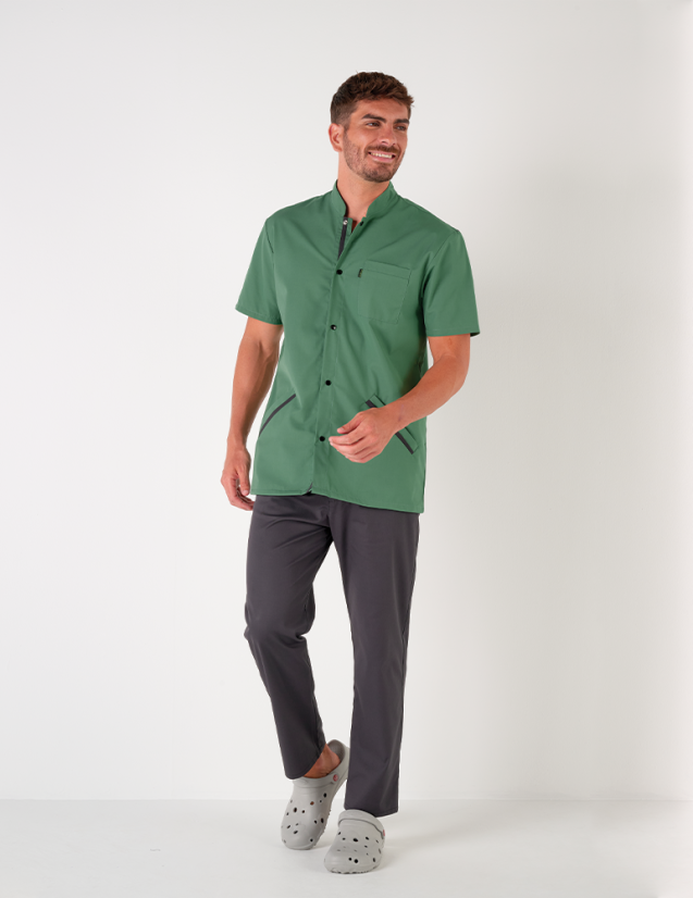 Blouse médicale homme Charly Kaki-Ardoise Made in France by Belissa