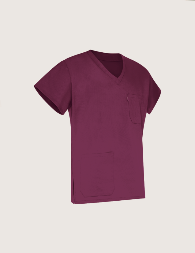 Blouse médicale unisexe Jules Cassis Made in France by Belissa - Col en V - Vue ghost