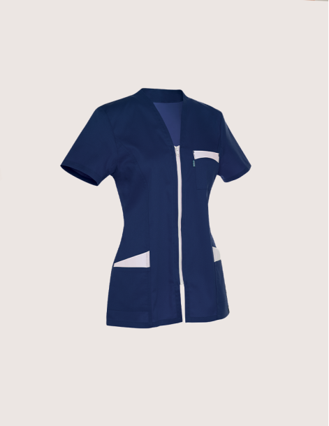 Blouse médicale femme Louise Bleu Marine-blanc 2
