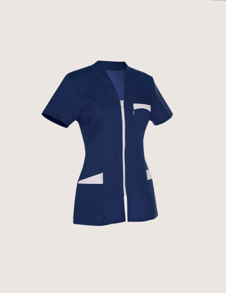 Blouse médicale femme Louise Bleu Marine-blanc
