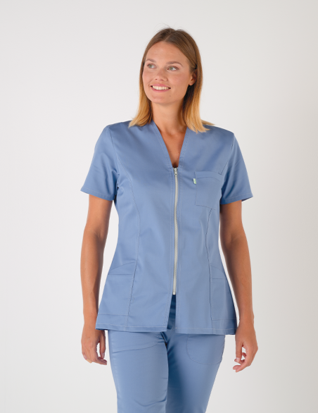 Blouse médicale femme Louise Bleu - ciel Made in France by Belissa