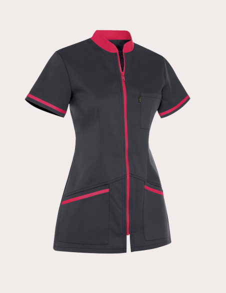 Blouse médicale femme Celia Ardoise et couleur rose framboise Made in France by Belissa