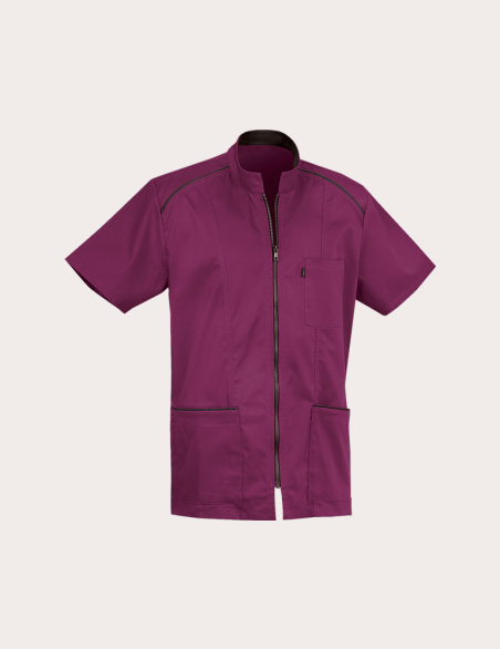 Blouse médicale homme Lucas cassis-ardoise made in France by Belissa