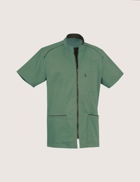 Blouse médicale homme Lucas kaki-ardoise made in France by Belissa