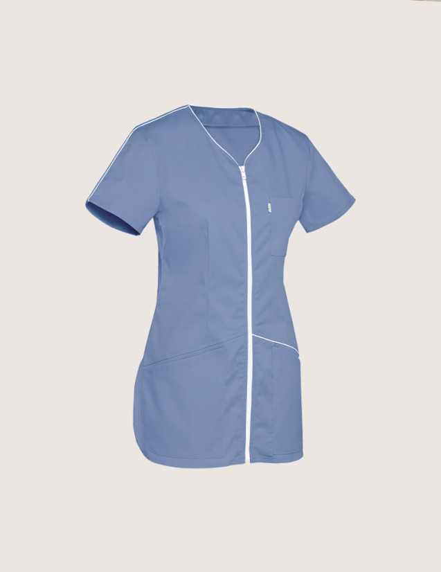 Blouse medicale femme Vic Bleu ciel-Blanc by Belissa