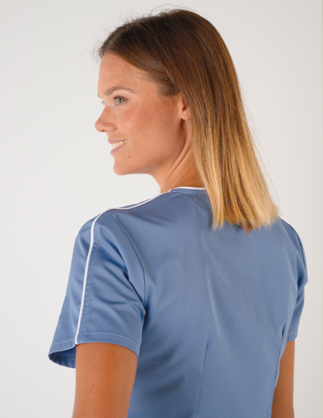 Blouse medicale femme Vic Bleu ciel-Blanc by Belissa