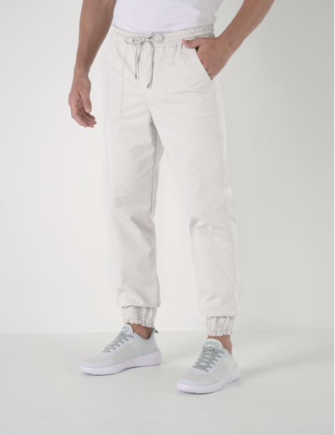 Elio pantalon homme taille élastique avec cordon, couleur kaki - Marque Belissa - Porté vue de face 2
