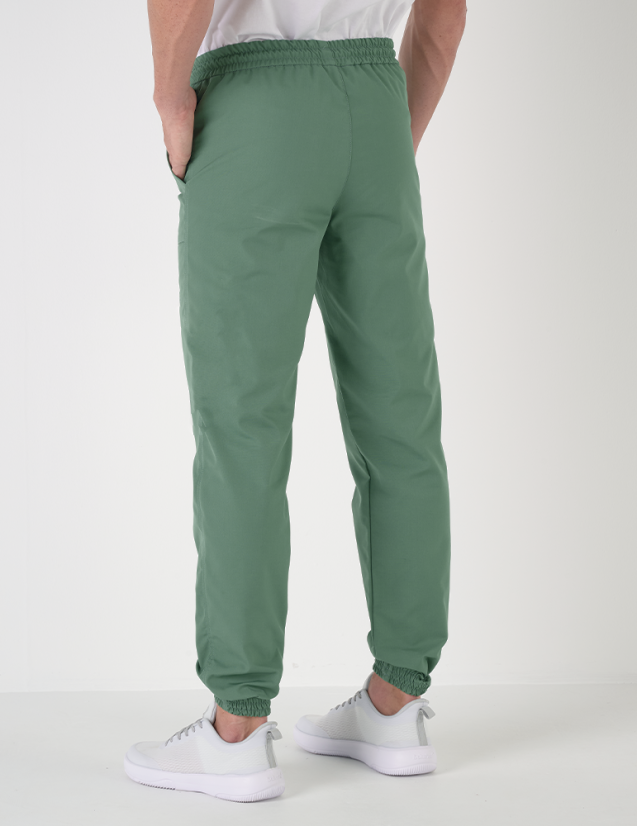 Elio pantalon homme taille élastique avec cordon, couleur kaki - Marque Belissa - Porté vue de dos