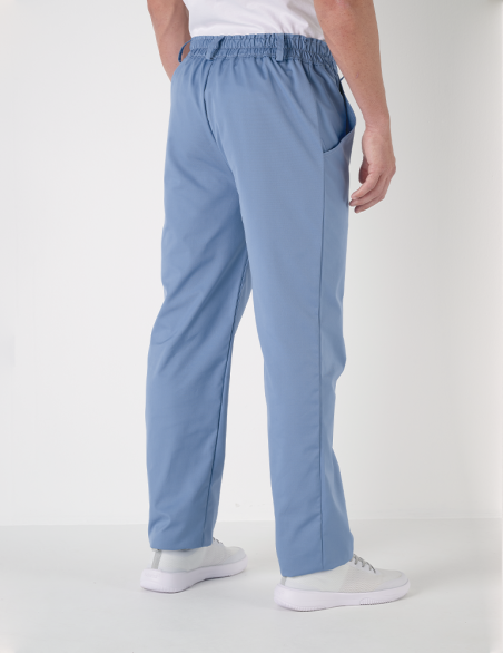 Pantalon médical homme Granada taille élastiquée, couleur bleu ciel