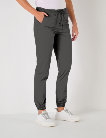 Pantalon femme Luna by Belissa - couleur ardoise - taille élastique + cordon. Vue de face