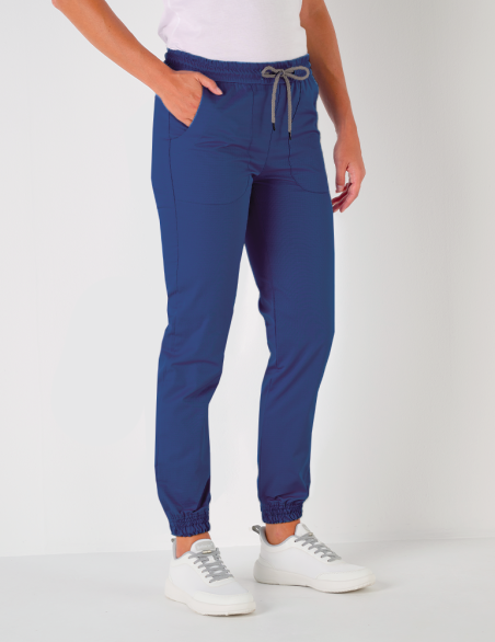Pantalon femme Luna by Belissa - couleur marine - taille élastique + cordon. Vue de face