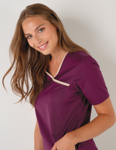 EVE - Blouse médicale femme "Couleur/cassis-sable"