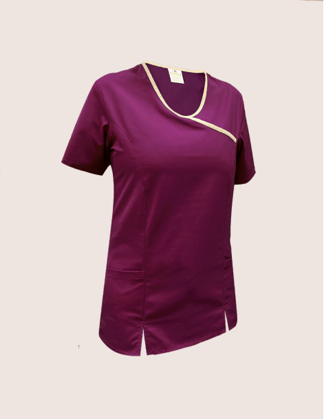 EVE - Blouse médicale femme "Couleur/cassis-sable" 2