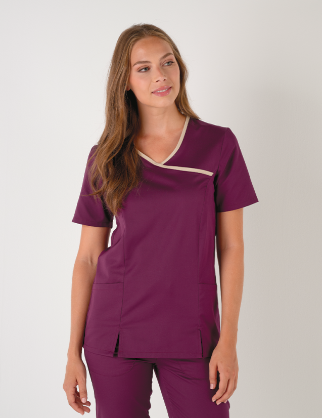 EVE - Blouse médicale femme "Couleur/cassis-sable"