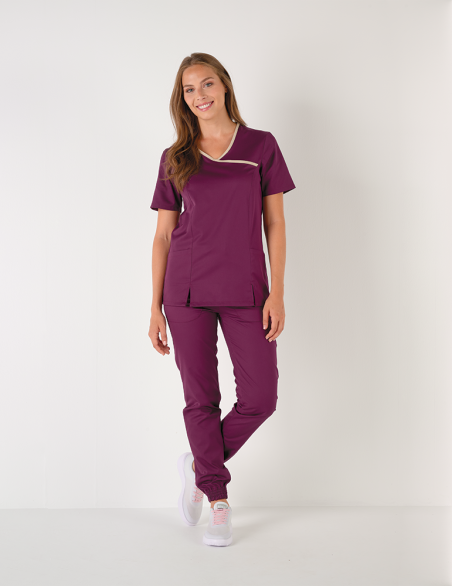EVE - Blouse médicale femme "Couleur/cassis-sable"