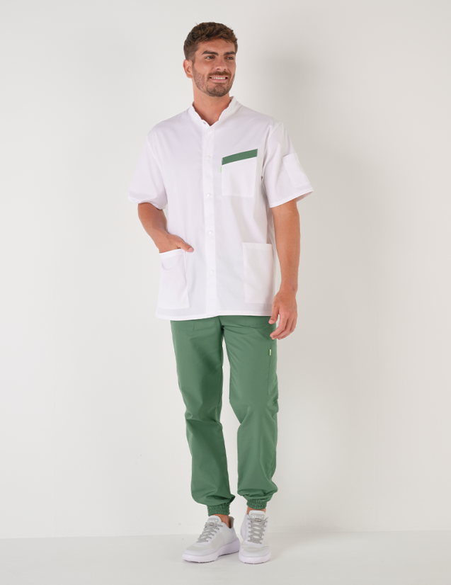 ROMEO - Blouse médicale homme "Blanc/Kaki"