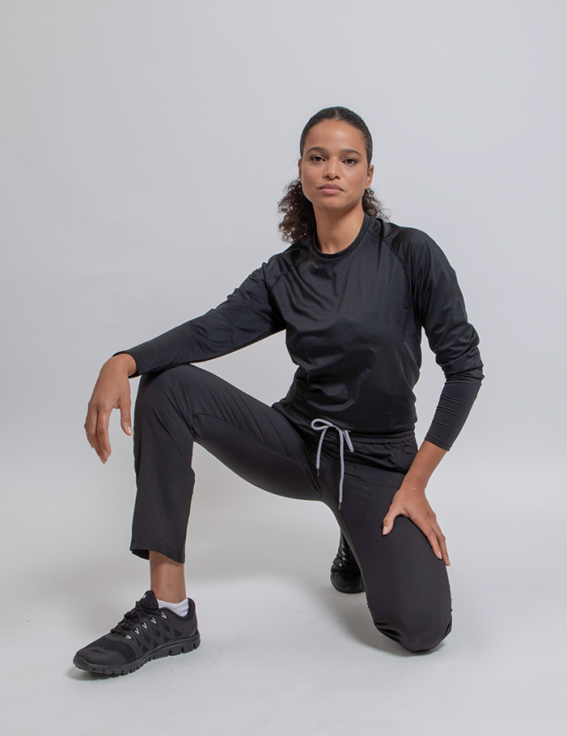 T-shirt double peau manches longues unisexe noir