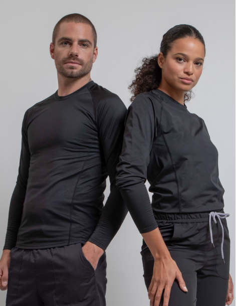 T-shirt double peau manches longues unisexe noir