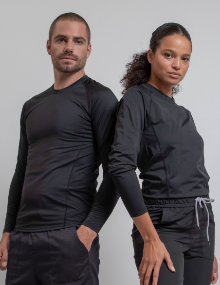 T-shirt double peau manches longues unisexe noir