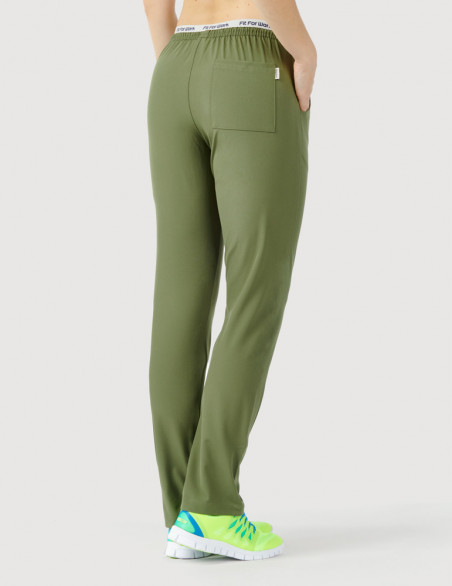 Pantalon médical femme - couleur kaki - vue de dos - Marque Fit for Work by Belissa - Collection Medical sportswear