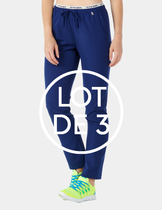 Pantalon médical femme - couleur marine - vue de face - Marque Fit for Work by Belissa - Collection Medical sportswear