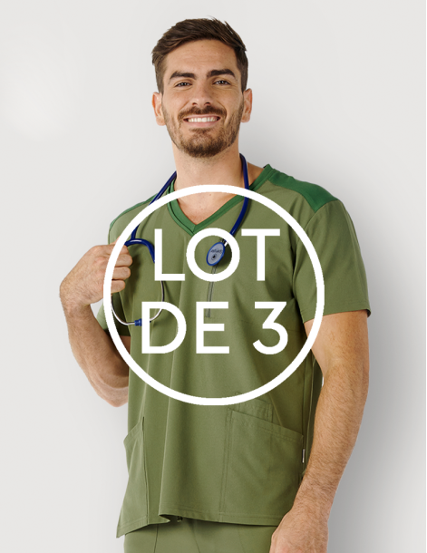 Blouse médicale homme - couleur carbone - col en V - Marque Fit for Work by Belissa - Medical sportswear 2