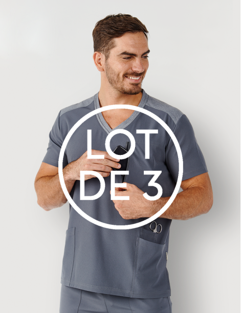 Blouse médicale homme - couleur carbone - col en V - Marque Fit for Work by Belissa - Medical sportswear