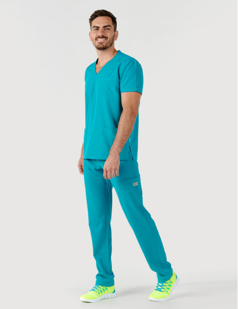 Tunique médicale homme - couleur turquoise - col en V - Marque Fit for Work by Belissa - Medical sportswear 2