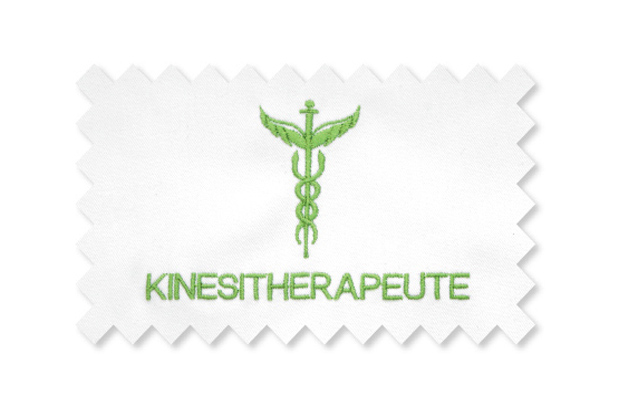 Broderie blouse médicale kiné avec caducée