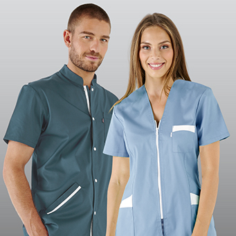 Couple en blouse m&eacute;dicales ultra l&eacute;g&egrave;re pour l&#039;&eacute;t&eacute;